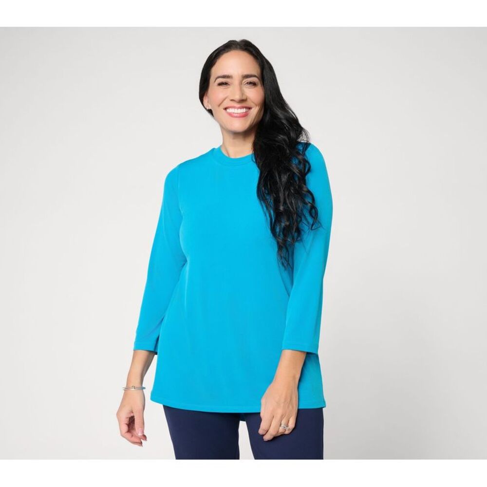 Susan Graver Women's Top Sz 2XS (XXS) Essentials Reg Liquid Knit Blue